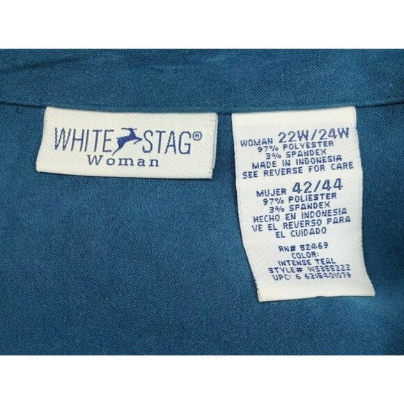 White Stag Women's 22W/24W Blue Soft Button Down Shirt – Poly/Spandex Blend - Picture 10 of 11